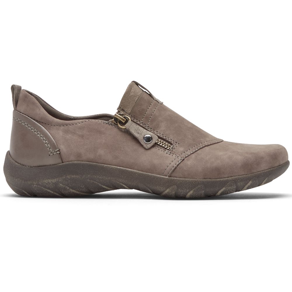 Pantofi De Mers Rockport Dama Cobb Hill Amalie Zipper Slip-On Taupe - Romania 2673-WXKJL